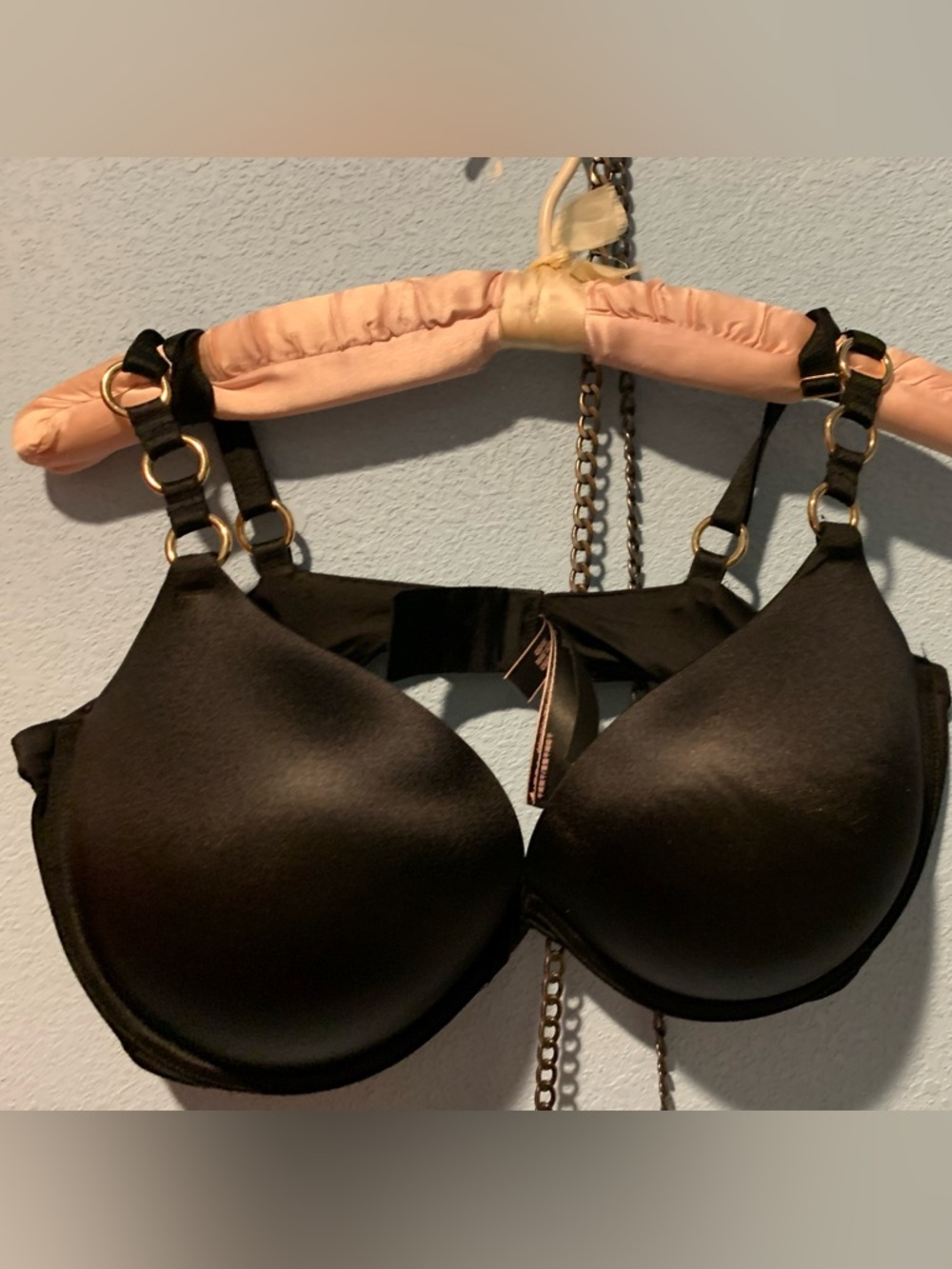 Victoria's Secret Black Molded Push-Up Bra with Gold Rings